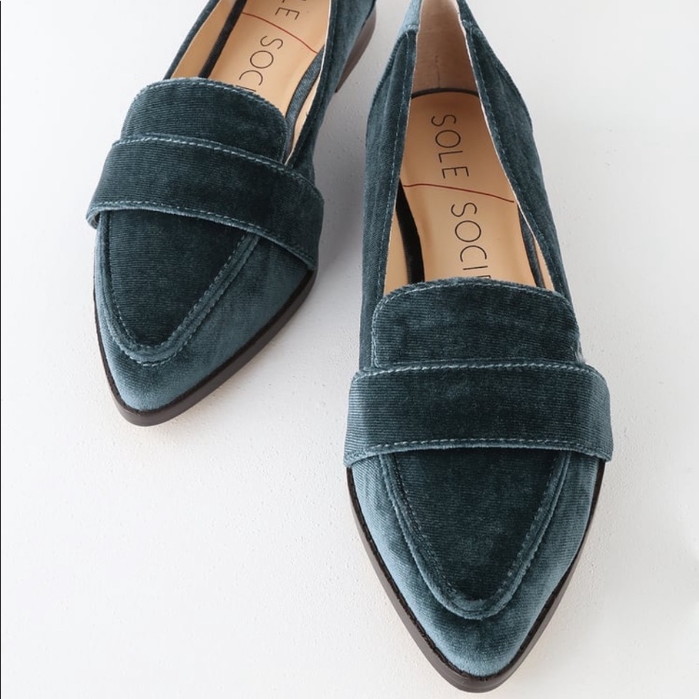 Sole Society Edie Cloud Blue Crushed Velvet 8.5